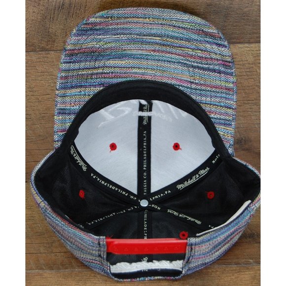 Chicago Bulls Mitchell & Ness Script Colorful Knit Fabric Snapback Hat Cap - Picture 6 of 10
